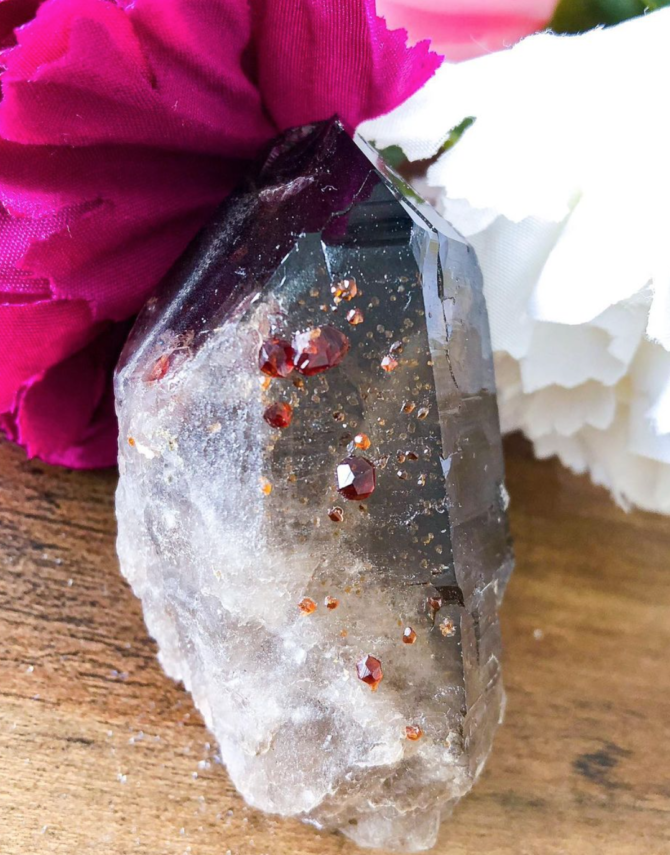 Spessartine Garnet Smoky Quartz